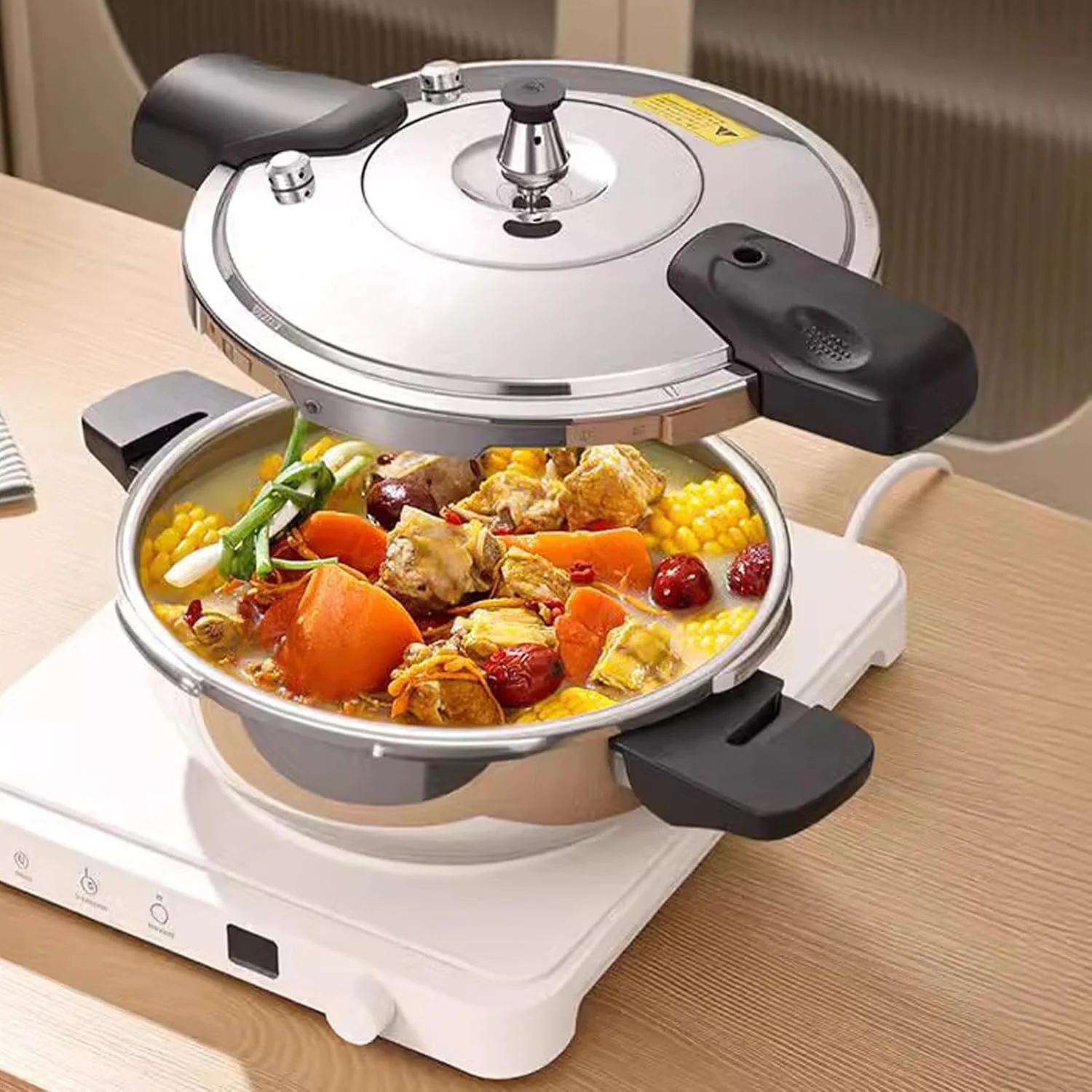 زودپز کوچک 2 لیتری، زودپز آشپزخانه، ظروف استیل ضد زنگ برای آشپزخانه، رستوران، کمپینگ در فضای باز زودپز کوچک 2 لیتری، زودپز آشپزخانه، ظروف استیل ضد زنگ برای آشپزخانه، رستوران، کمپینگ در فضای باز