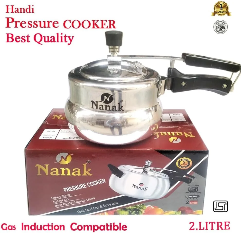 NANAK 2 L Handi Induction Bottom Pressure Cooker Inner Lid NANAK 2 L Handi Induction Bottom Pressure Cooker Inner Lid