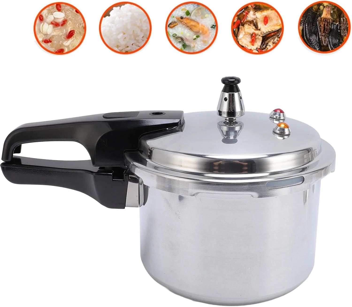 زودپز، زودپز روگازی آلیاژ آلومینیوم با ظرفیت بزرگ، قابلمه پخت تحت فشار ضد انفجار، سازگار با اجاق گاز، اجاق های القایی برقی (24 سانتی متر/7 لیتر)