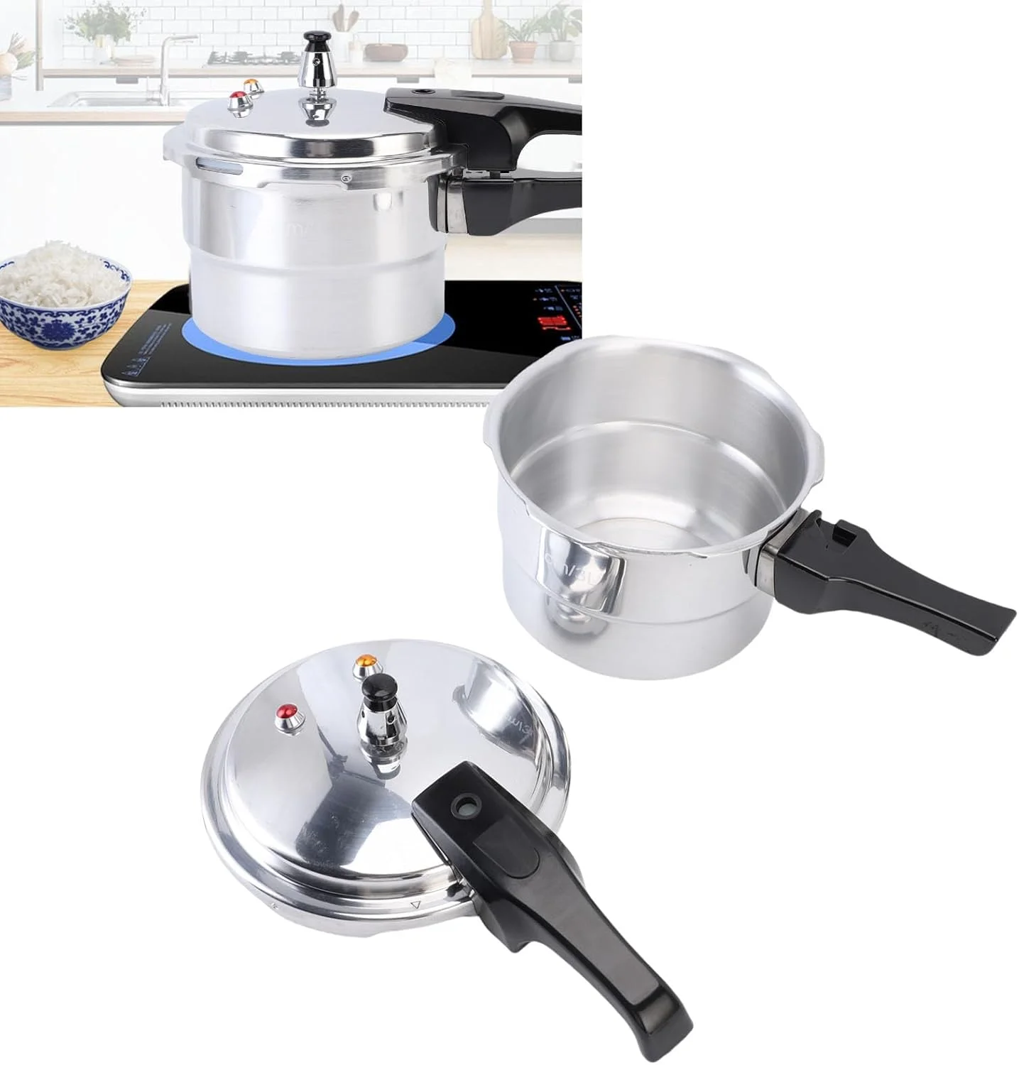 زودپز 3 لیتری استیل ضد زنگ VELATEMOR، اجاق گاز آلومینیومی، قابلمه پخت و پز سریع با قفسه بخارپز برای آشپزخانه زودپز 3 لیتری استیل ضد زنگ VELATEMOR، اجاق گاز آلومینیومی، قابلمه پخت و پز سریع با قفسه بخارپز برای آشپزخانه