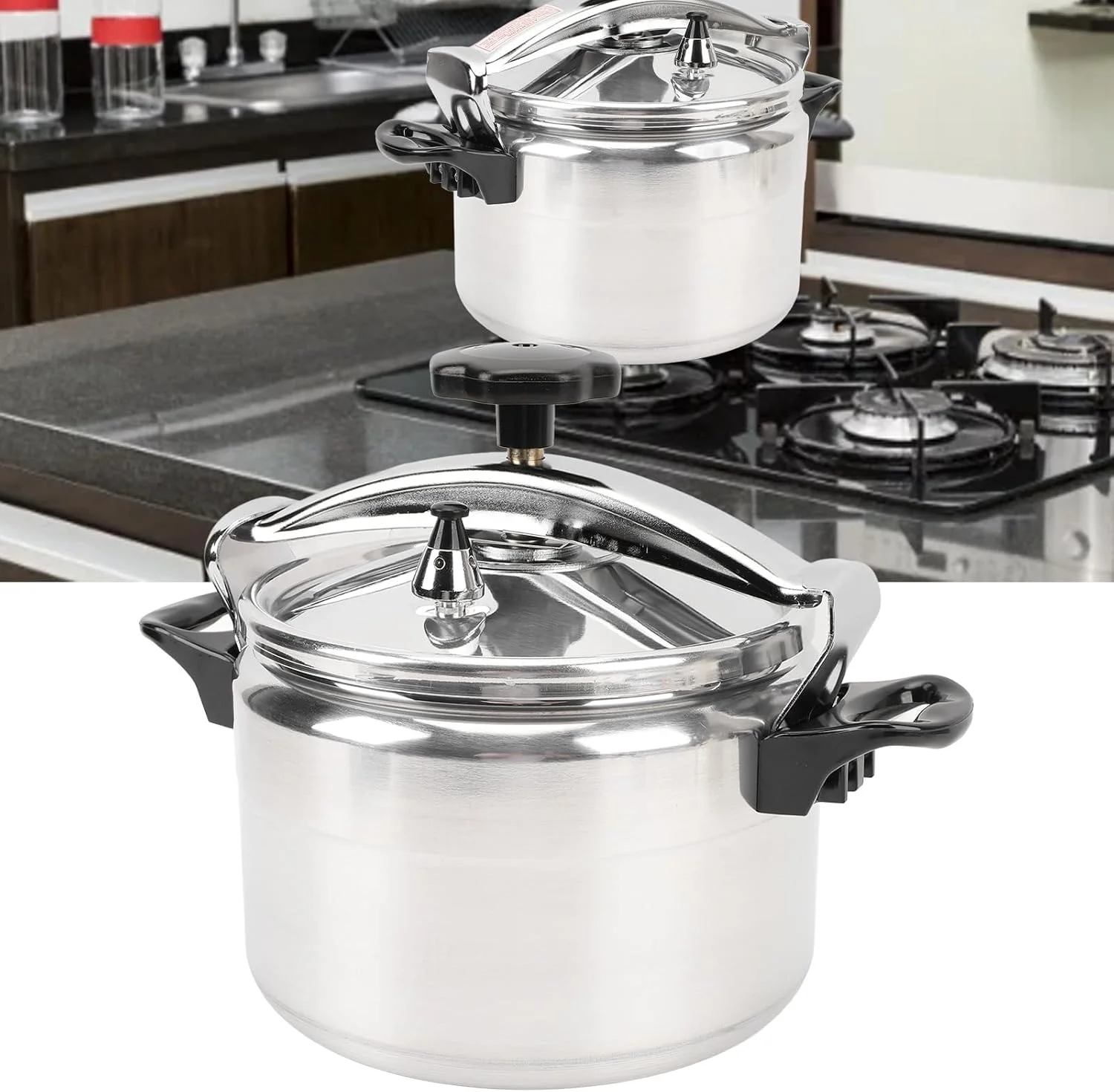 زودپز Marhynchus با گیج فشار داخلی، ظرفیت بزرگ 7 لیتری، زودپز آلومینیومی، طراحی بدون پوشش، قابلمه دو دسته برای اجاق گاز