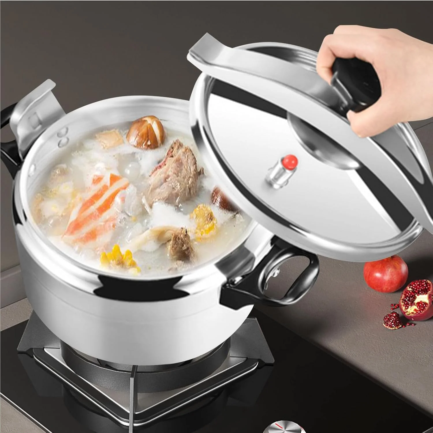 زودپز آلیاژ آلومینیوم، قابلمه پخت و پز ضد انفجار آلومینیومی سنگین، روغن سبک و دود کمتر، مناسب برای نمایشگاه های تجاری، تبلیغات، 3 لیتر