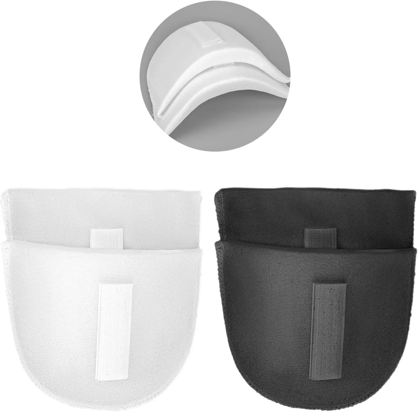 Excefore 2 Pairs Set-in Shoulder Pads, Thickness 1.5cm Sewing Sponge Shoulder Pad, Thin Shoulder Enhancer for Round Shoulders, Men Women Blazer Suit T-Shirt Accessories, Black and White
