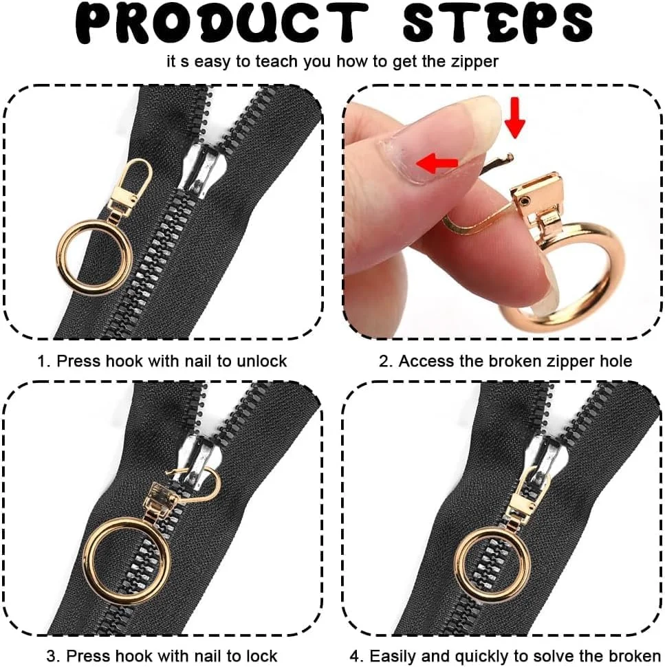Excefore 20 Pcs Zipper Pull Replacement, Detachable Zip Pulls Metal Zipper Gripper Zip Repair Pull Tab Zipper Pull Replacement Slider Kit for Coat, Jacket, Backpack, Handbags (Round) Excefore 20 Pcs Zipper Pull Replacement, Detachable Zip Pulls Metal Zipper Gripper Zip Repair Pull Tab Zipper Pull Replacement Slider Kit for Coat, Jacket, Backpack, Handbags (Round)