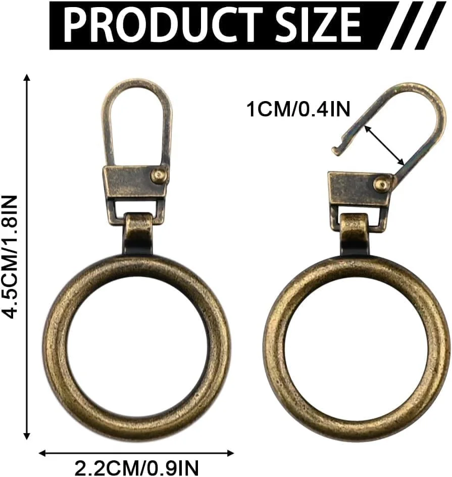 Excefore 20 Pcs Zipper Pull Replacement, Detachable Zip Pulls Metal Zipper Gripper Zip Repair Pull Tab Zipper Pull Replacement Slider Kit for Coat, Jacket, Backpack, Handbags (Round) Excefore 20 Pcs Zipper Pull Replacement, Detachable Zip Pulls Metal Zipper Gripper Zip Repair Pull Tab Zipper Pull Replacement Slider Kit for Coat, Jacket, Backpack, Handbags (Round)