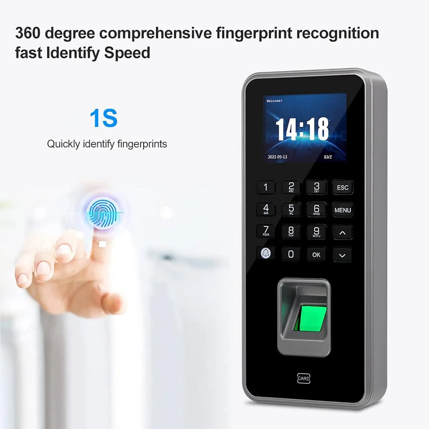 سیستم کنترل دسترسی بیومتریک BZZBZZ، کنترل دسترسی اثر انگشت، دستگاه حضور و غیاب ساعت الکترونیکی، انتقال داده USB، به همراه 10 عدد جاسوئیچی سیستم کنترل دسترسی بیومتریک BZZBZZ، کنترل دسترسی اثر انگشت، دستگاه حضور و غیاب ساعت الکترونیکی، انتقال داده USB، به همراه 10 عدد جاسوئیچی