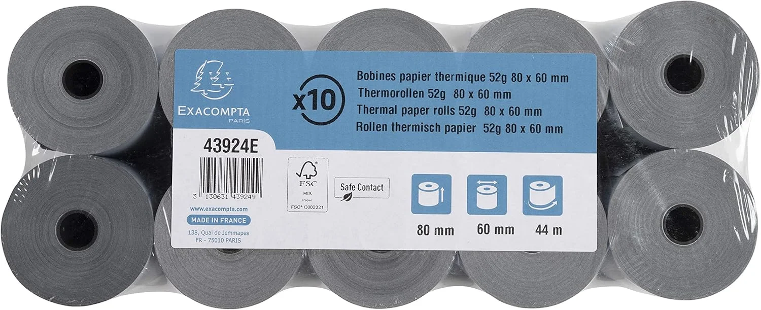 Exacompta - شماره مورد 43924E - جعبه 30 تایی بوبین برای ترازو - عرض 80 میلی متر x قطر 60 میلی متر - چاک 12 میلی متر - تماس ایمن ماندگاری طولانی بدون فنل - فروش بر اساس متر (+/-2 متر): 44 متر Exacompta - شماره مورد 43924E - جعبه 30 تایی بوبین برای ترازو - عرض 80 میلی متر x قطر 60 میلی متر - چاک 12 میلی متر - تماس ایمن ماندگاری طولانی بدون فنل - فروش بر اساس متر (+/-2 متر): 44 متر