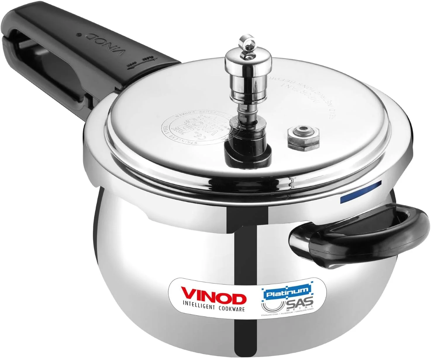زودپز استیل ضد زنگ درب بیرونی 3 لیتری Vinod Splendid Plus | زودپز هندی با کف SAS مناسب برای اجاق گاز و القایی | دارای گواهینامه ISI و CE