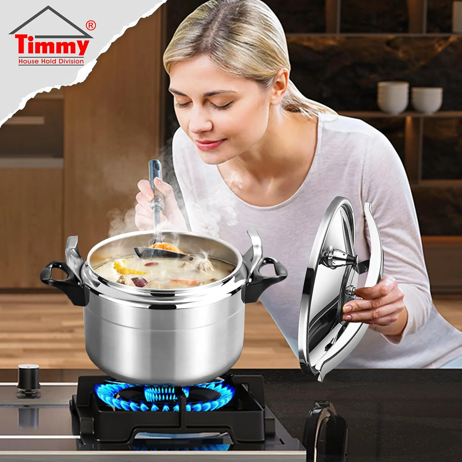 زودپز آلومینیومی سنگین 9 لیتری Timmy | پخت سریع و یکنواخت با صرفه جویی هوشمندانه | سازگار با اجاق گاز، صرفه جویی در انرژی و تمیز کردن آسان | ایده آل برای استفاده در آشپزخانه های خانگی و تجاری