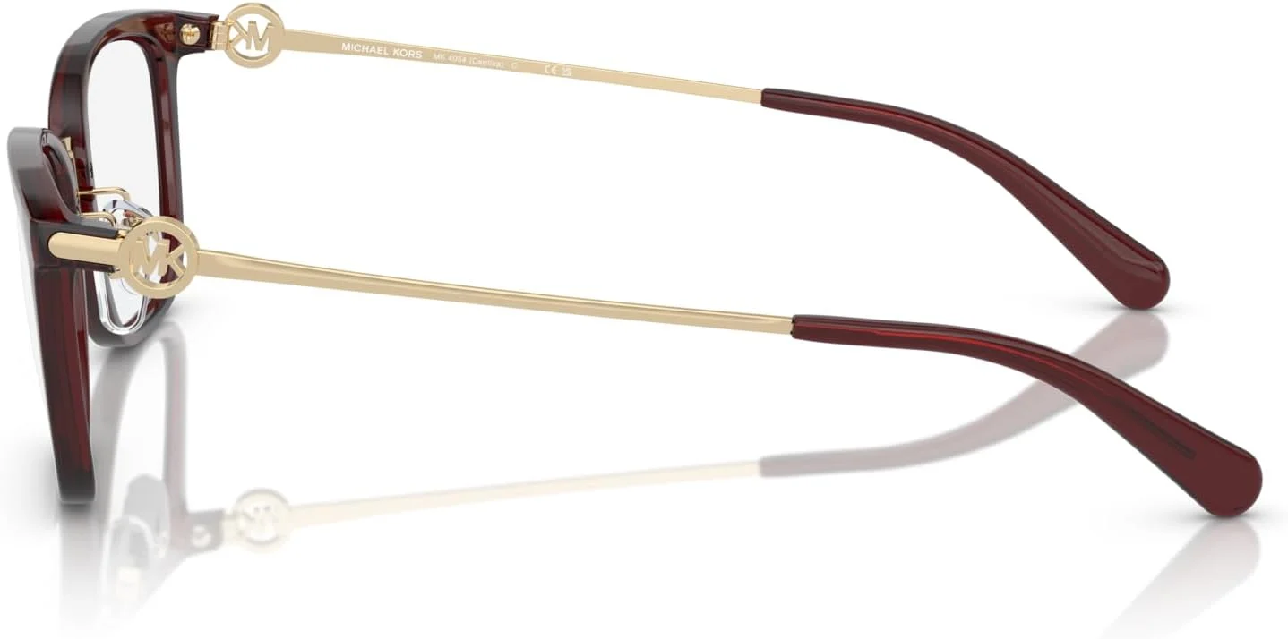 عینک طبی زنانه مستطیلی Michael Kors مدل MK4054 Captiva، قرمز تیره/لنز نمایشی، 54 میلی متر عینک طبی زنانه مستطیلی Michael Kors مدل MK4054 Captiva، قرمز تیره/لنز نمایشی، 54 میلی متر