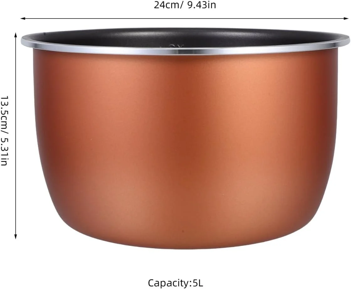 قابلمه داخلی زودپز برقی نچسب TOPBATHY، 5 لیتر، آلیاژ آلومینیوم، قابلمه مقاوم در برابر حرارت بالا، قابلمه داخلی برای پخت برنج و سوپ