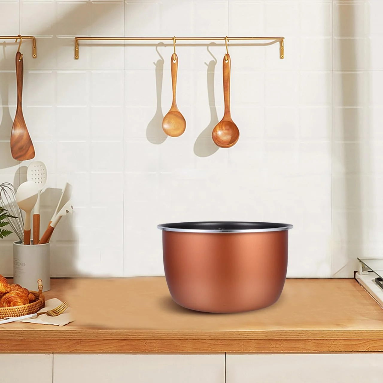 قابلمه داخلی زودپز برقی نچسب TOPBATHY، 5 لیتر، آلیاژ آلومینیوم، قابلمه مقاوم در برابر حرارت بالا، قابلمه داخلی برای پخت برنج و سوپ