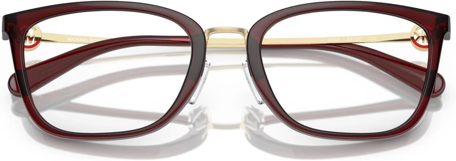 عینک طبی زنانه مستطیلی Michael Kors مدل MK4054 Captiva، قرمز تیره/لنز نمایشی، 54 میلی متر عینک طبی زنانه مستطیلی Michael Kors مدل MK4054 Captiva، قرمز تیره/لنز نمایشی، 54 میلی متر