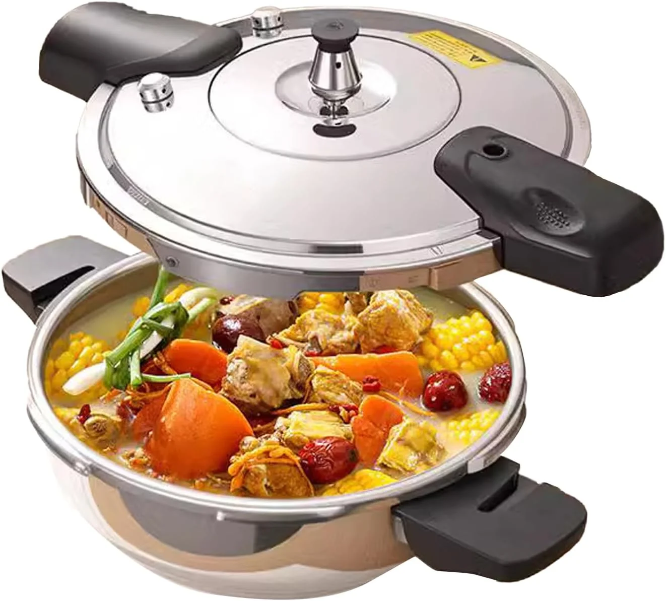 زودپز کوچک استیل، دیگ زودپز خانگی 2 لیتری، ظروف پخت و پز استیل برای آشپزخانه، رستوران، کمپینگ در فضای باز