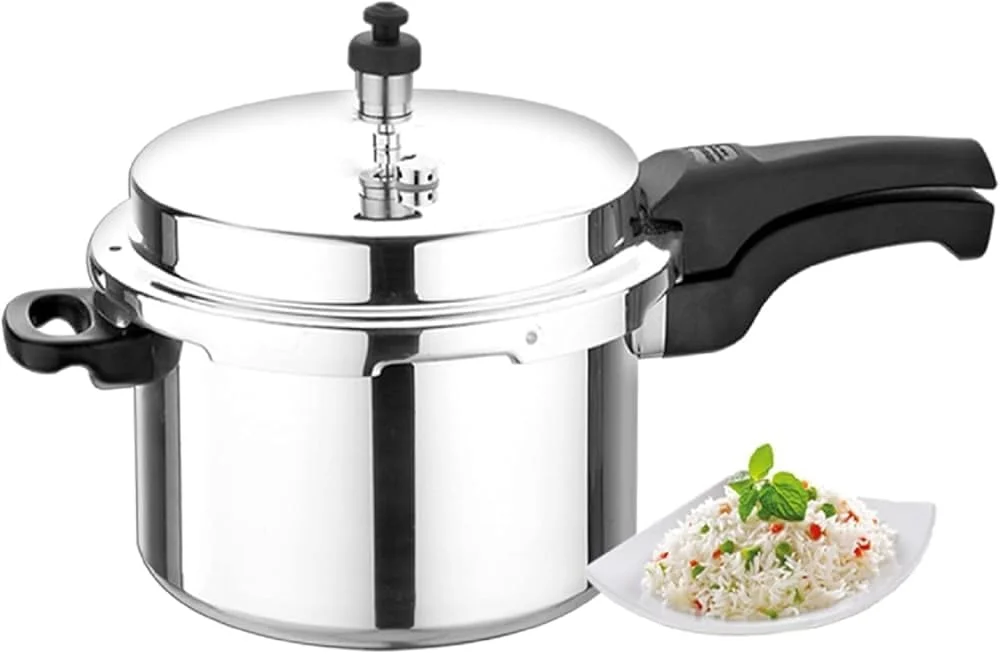 زودپز استیل ضد زنگ، ظرفیت 5 لیتر، با شیر اطمینان و دستگیره های مقاوم در برابر حرارت