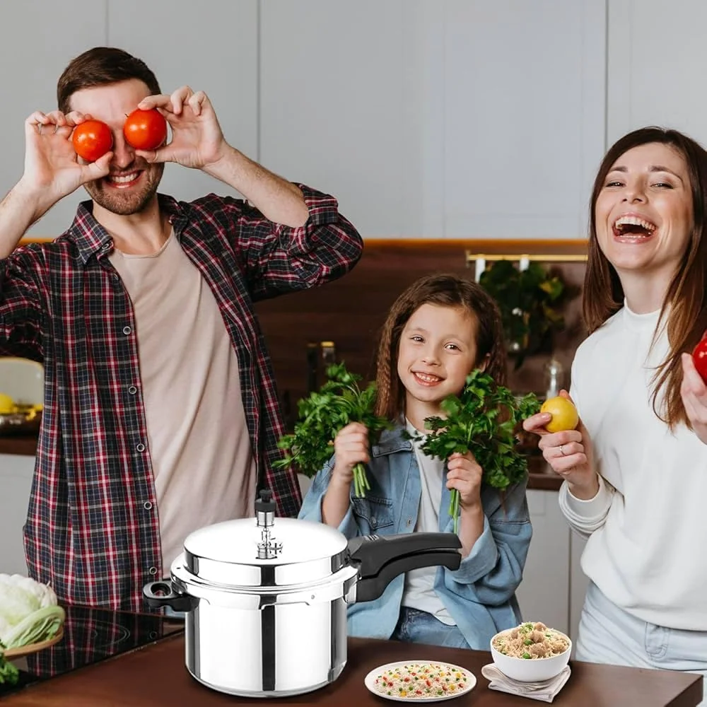 زودپز استیل ضد زنگ، ظرفیت 5 لیتر، با شیر اطمینان و دستگیره های مقاوم در برابر حرارت