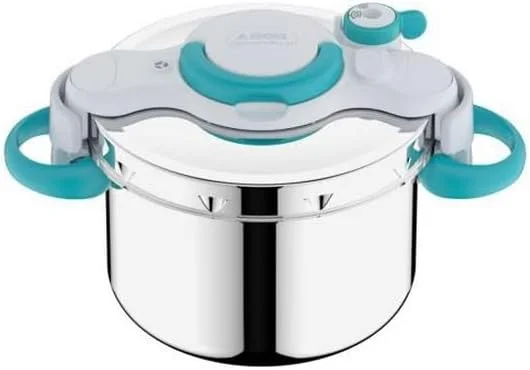 زودپز 6 لیتری Seb، القایی، زودپز استیل ضد زنگ، دستگیره های تاشو، دفترچه راهنمای 100 دستور پخت، ساخت فرانسه، ClipsoMinut'easy+ آبی P4900716