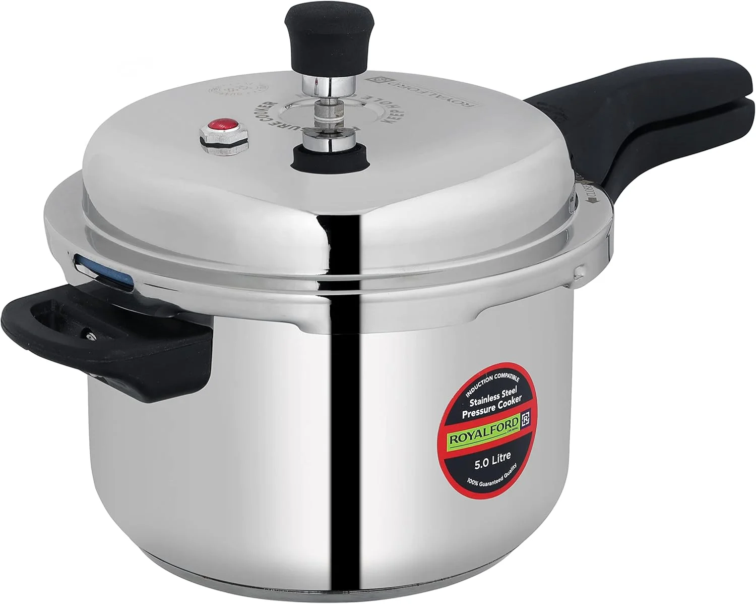 Royalford RF10184 3.0Ltr Stainless Steel Pressure Cooker - Portable Cool Touch Handle With Steam Vent Ideal For Rice, Meat, & More, Multi
