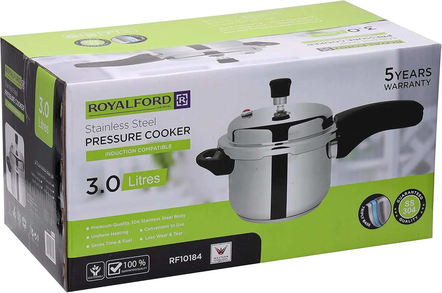 Royalford RF10184 3.0Ltr Stainless Steel Pressure Cooker - Portable Cool Touch Handle With Steam Vent Ideal For Rice, Meat, & More, Multi Royalford RF10184 3.0Ltr Stainless Steel Pressure Cooker - Portable Cool Touch Handle With Steam Vent Ideal For Rice, Meat, & More, Multi