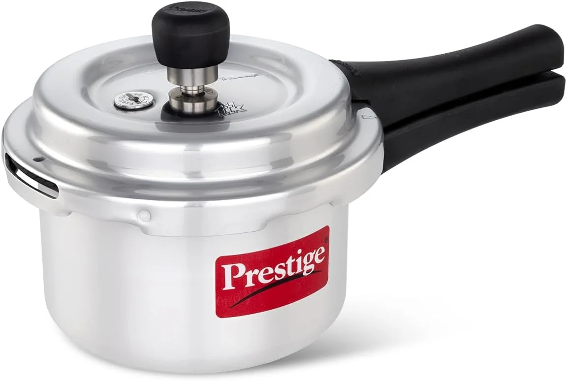 زودپز آلومینیومی 1.5 لیتری پرستیژ مدل Popular Svachh با درب بیرونی | درب عمیق برای جلوگیری از ریزش | آلومینیوم بکر | سازگار با گاز | سیستم تخلیه کنترل شده واشر | دارای گواهینامه ISI