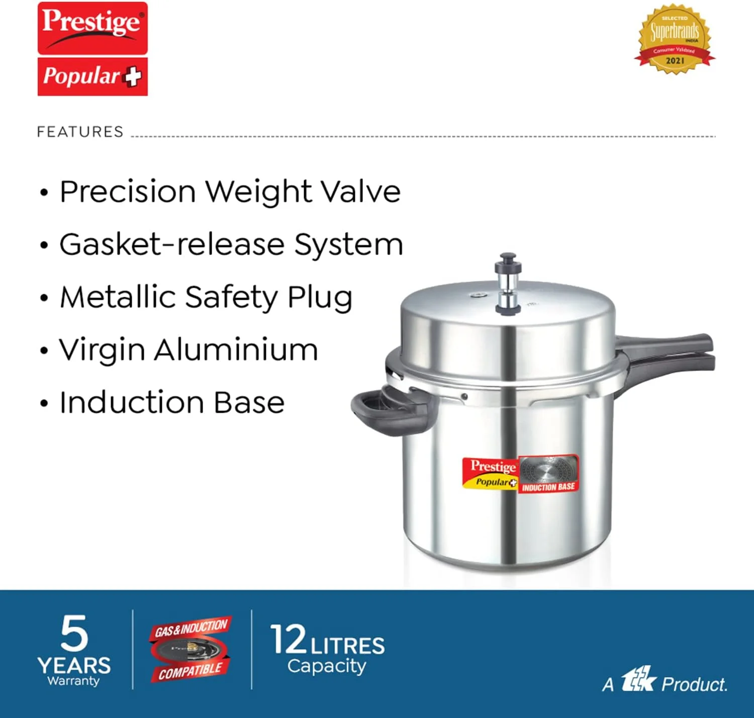 زودپز پرستیژ مدل Popular Plus با قابلیت استفاده روی اجاق القایی، ۱۲ لیتر زودپز پرستیژ مدل Popular Plus با قابلیت استفاده روی اجاق القایی، ۱۲ لیتر