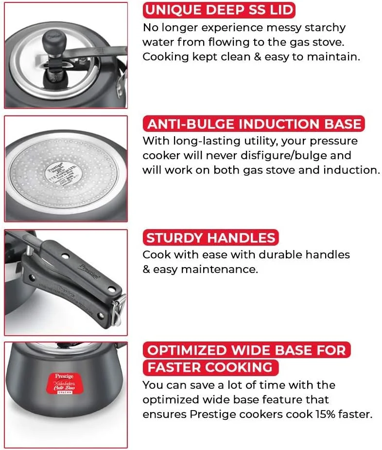 زودپز پرستیژ ناکشاترا کیوت DUO Svachh با پوشش سخت آنودایز شده، 3.0 لیتر زودپز پرستیژ ناکشاترا کیوت DUO Svachh با پوشش سخت آنودایز شده، 3.0 لیتر