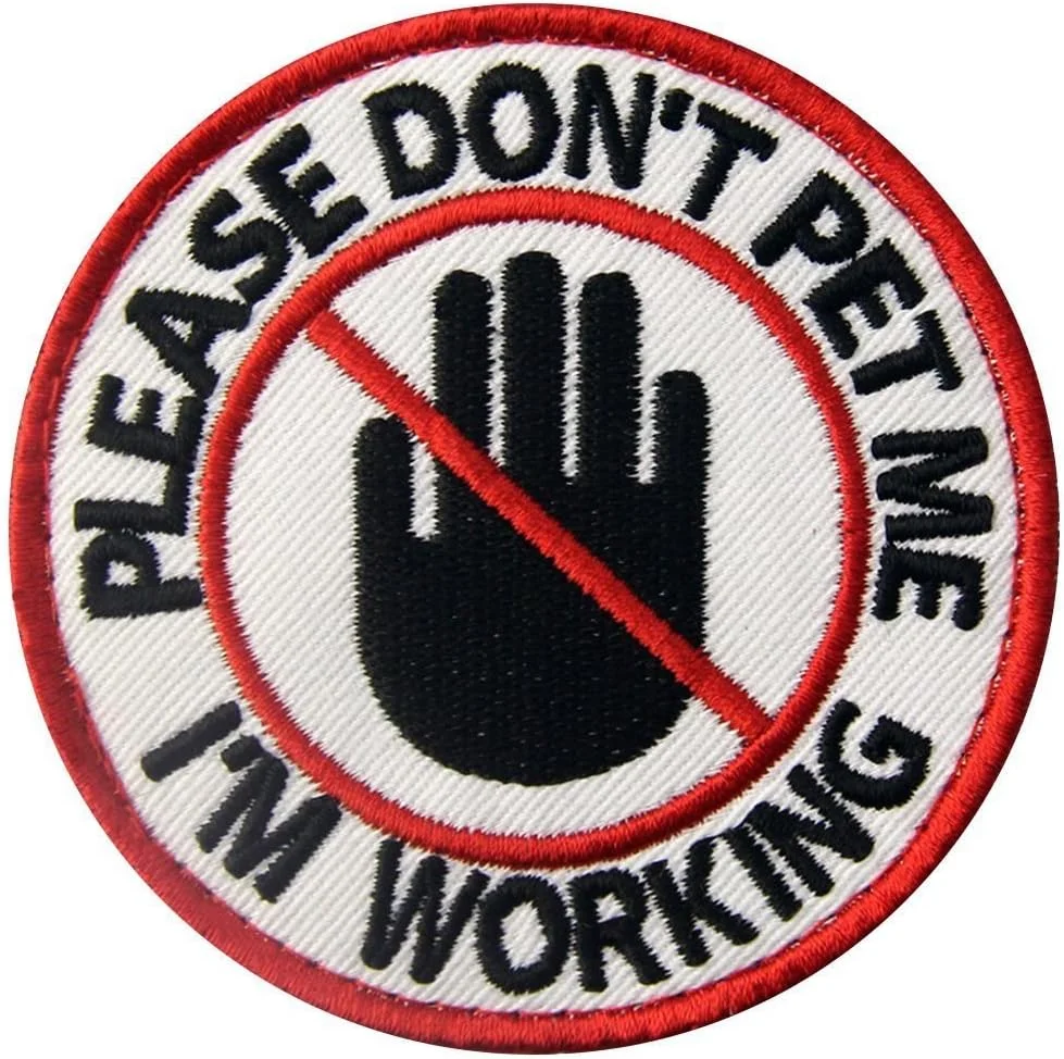 EmbTao Service Dog Please Don't Pet Me I'm Working Vests/Harnesses Emblem Embroidered Fastener Hook & Loop Patch