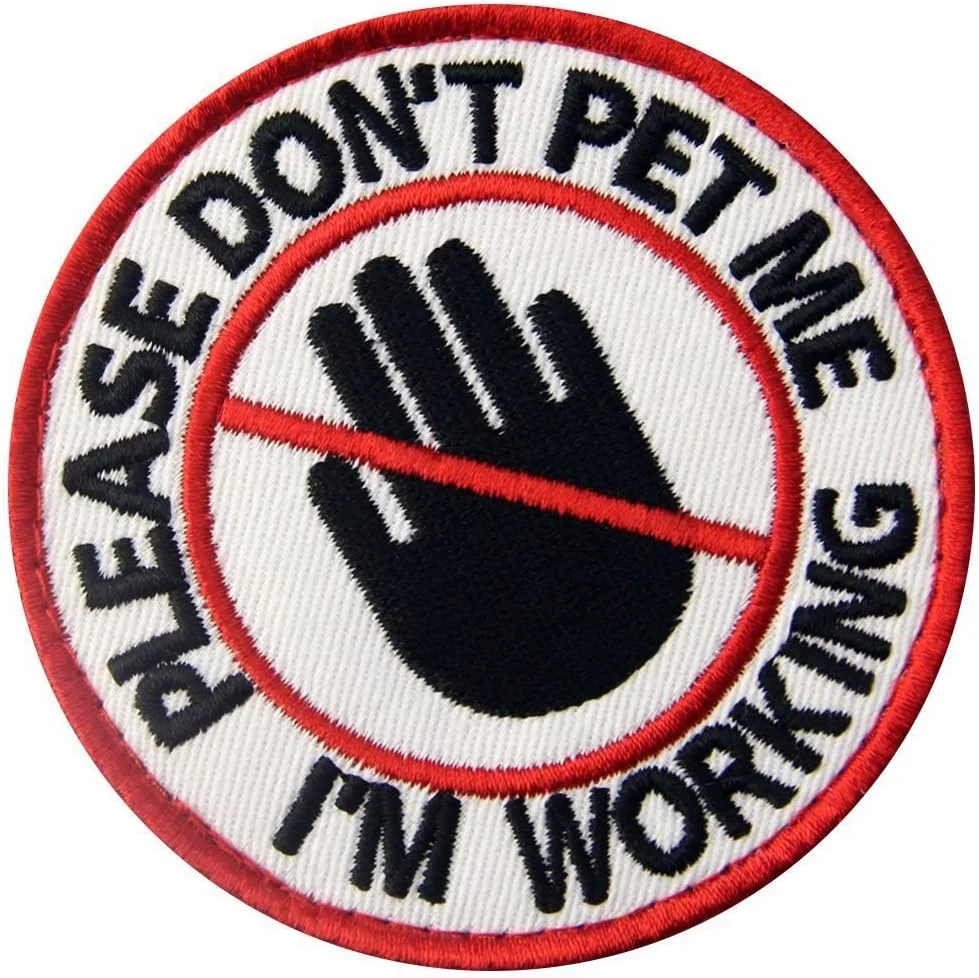 EmbTao Service Dog Please Don't Pet Me I'm Working Vests/Harnesses Emblem Embroidered Fastener Hook & Loop Patch