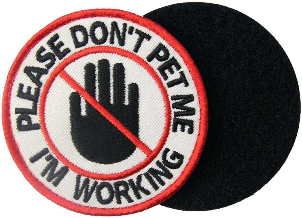 EmbTao Service Dog Please Don't Pet Me I'm Working Vests/Harnesses Emblem Embroidered Fastener Hook & Loop Patch