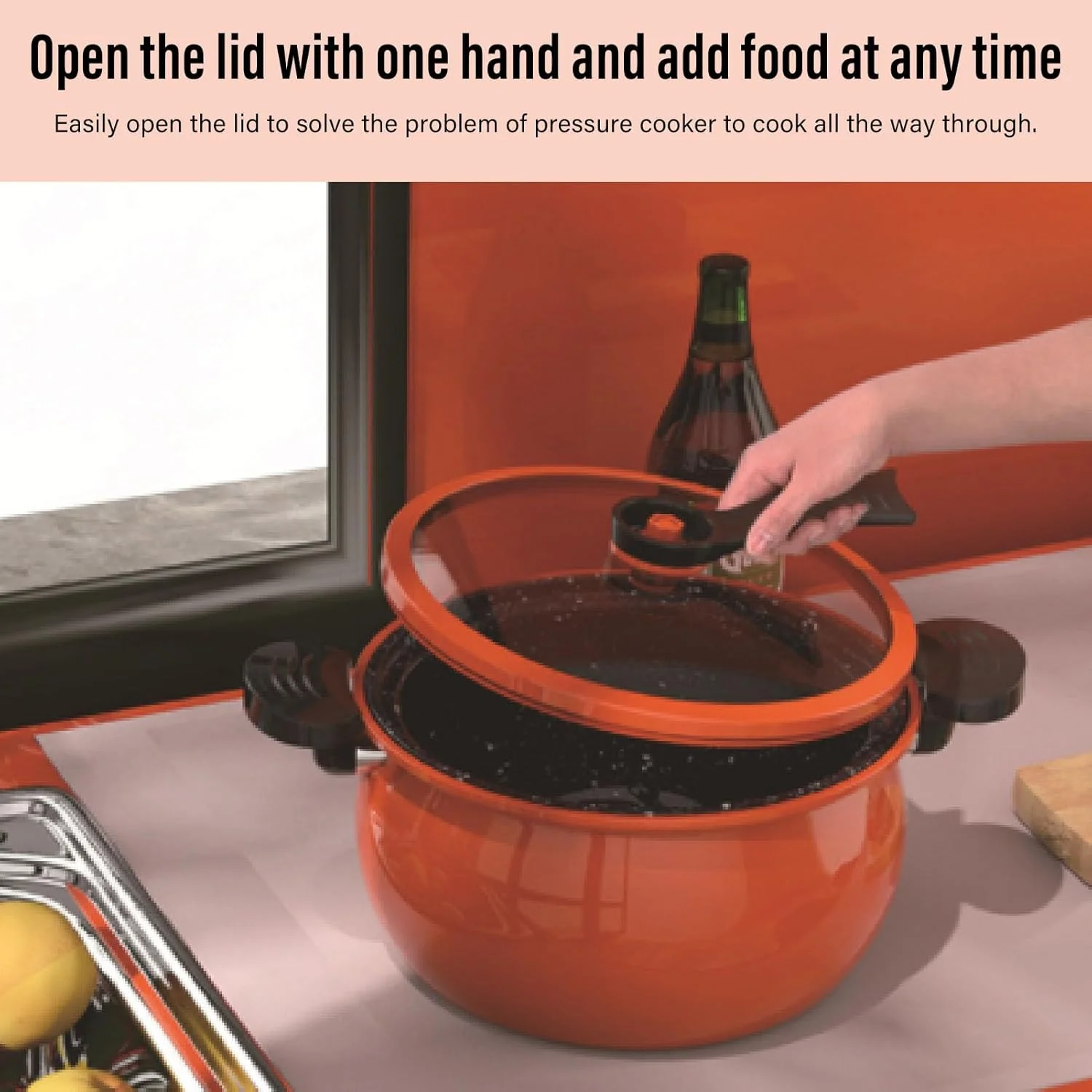 زودپز تریسر، قابلمه سوپ پز نچسب خانگی، قابلمه پخت و پز چند منظوره با ظرفیت بزرگ با درب شیشه ای، قابلمه خورشت پز جهانی برای پخت و پز آشپزخانه