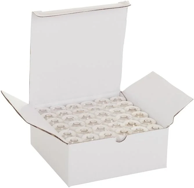 Embroidex Set of 144 90 Weight White Plastic Sided Prewound Bobbin Thread Size 15/A 156 A for Brother Machine
