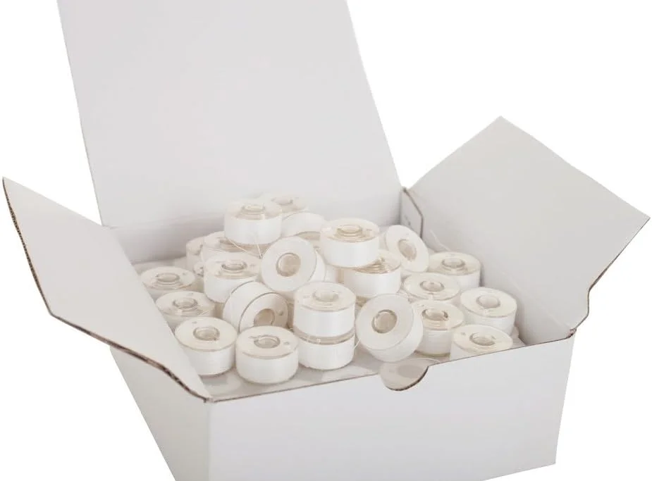 Embroidex Set of 144 90 Weight White Plastic Sided Prewound Bobbin Thread Size 15/A 156 A for Brother Machine Embroidex Set of 144 90 Weight White Plastic Sided Prewound Bobbin Thread Size 15/A 156 A for Brother Machine