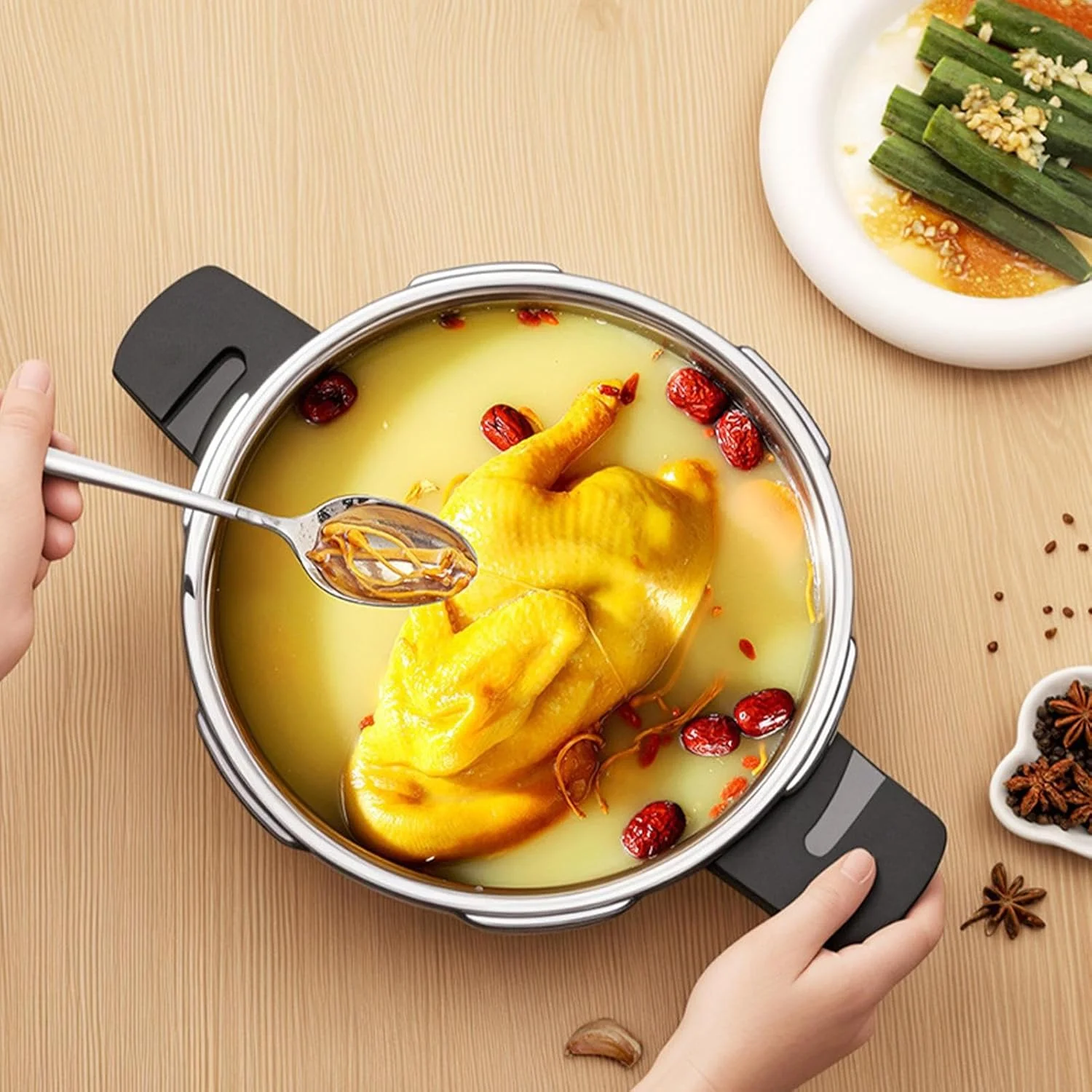 زودپز کوچک - دیگ زودپز خانگی 2 لیتری - ظروف پخت و پز استیل ضد زنگ برای پخت سوپ استخوان و کاری