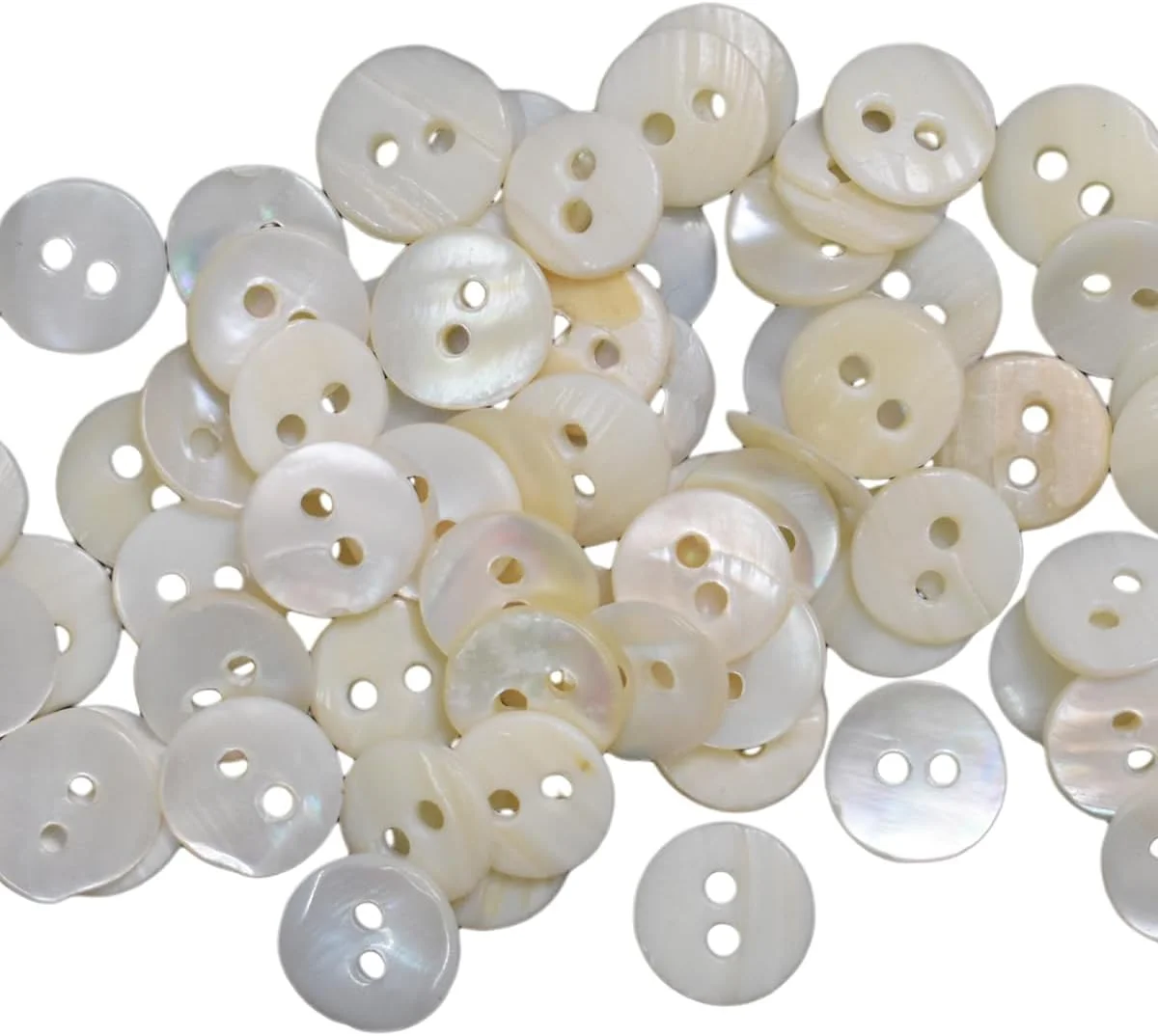 دکمه های صدفی گرد دو سوراخه Embroiderymaterial برای تزیین، خیاطی و صنایع دستی (72 عدد، کرم) (12-11 میلی متر)
