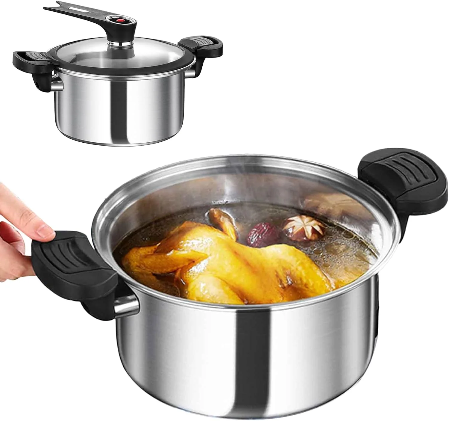 زودپز قابل حمل - زودپزهای خانوادگی - لوازم جانبی آشپزخانه چند منظوره استیل ضد زنگ برای خورش، لوبیا، استیک، گوشت و سوپ