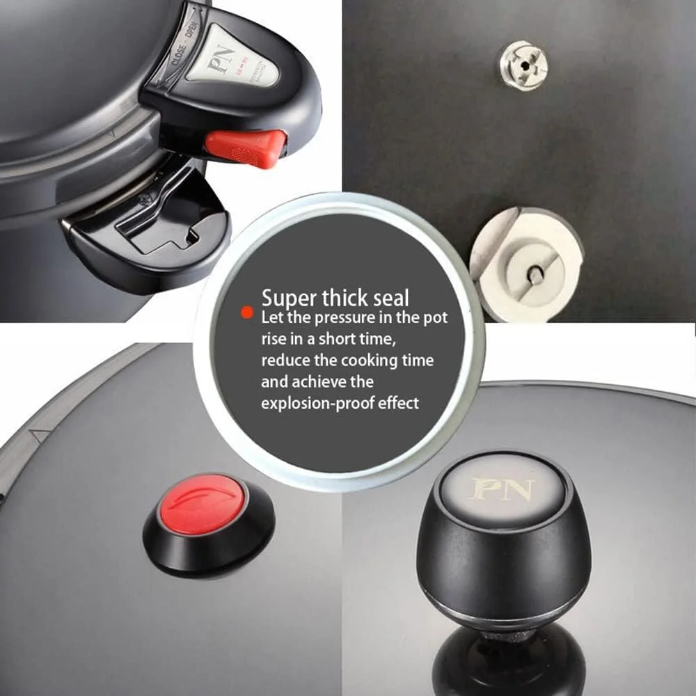 زودپز استیل ضد زنگ PN با ظرفیت 5.5 لیتر - مروارید سیاه، کیفیت عالی، پخت سریع، ویژگی های ایمنی - ایده آل برای آشپزخانه های خانگی و حرفه ای BNPC10