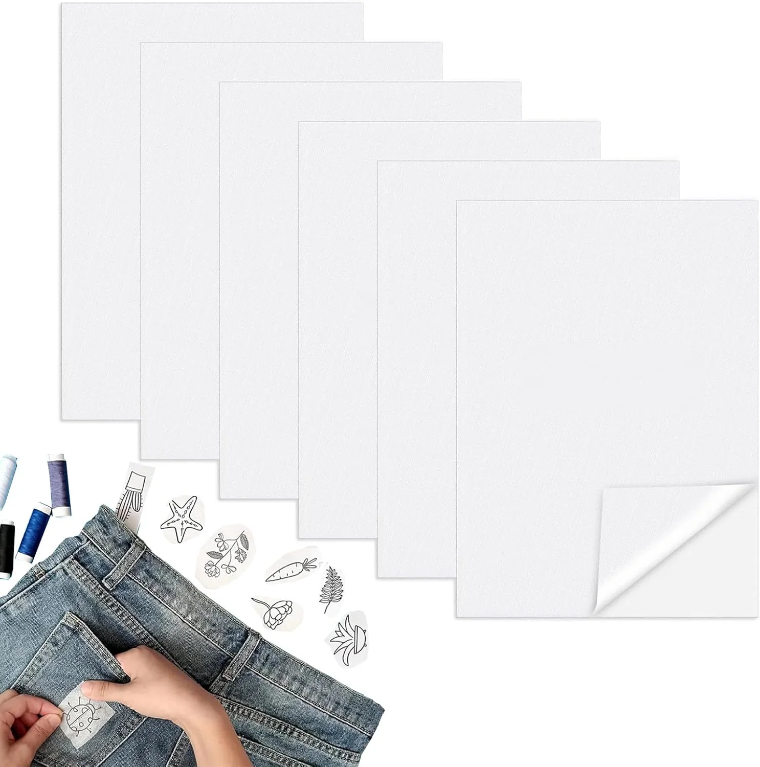 تثبیت کننده گلدوزی چسبی محلول در آب، 8.3"X11.7" تثبیت کننده محلول در آب برای گلدوزی، تثبیت کننده های گلدوزی با وزن متوسط، تثبیت کننده کاغذی قابل چاپ برای گلدوزی دستی و ماشینی - 6 عدد