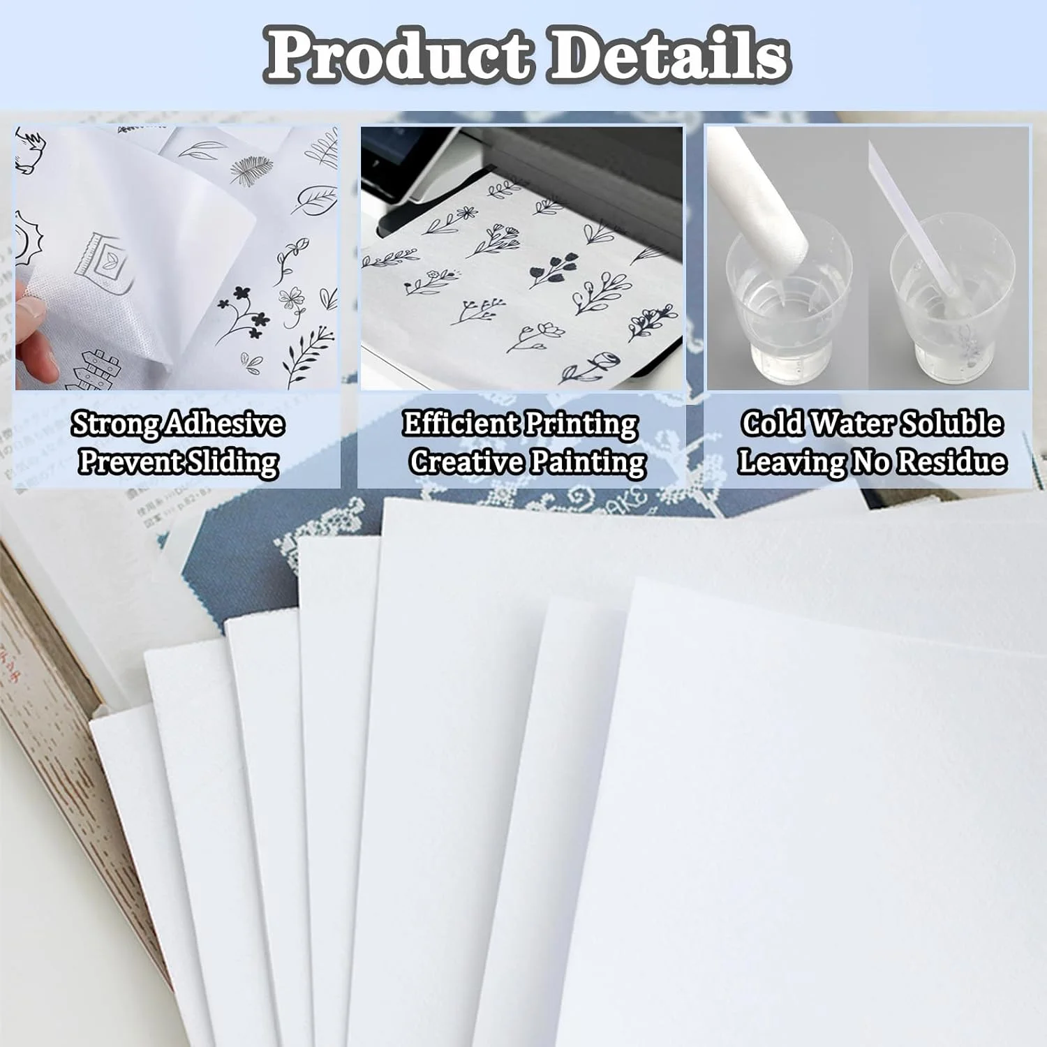تثبیت کننده گلدوزی چسبی محلول در آب، 8.3"X11.7" تثبیت کننده محلول در آب برای گلدوزی، تثبیت کننده های گلدوزی با وزن متوسط، تثبیت کننده کاغذی قابل چاپ برای گلدوزی دستی و ماشینی - 6 عدد تثبیت کننده گلدوزی چسبی محلول در آب، 8.3"X11.7" تثبیت کننده محلول در آب برای گلدوزی، تثبیت کننده های گلدوزی با وزن متوسط، تثبیت کننده کاغذی قابل چاپ برای گلدوزی دستی و ماشینی - 6 عدد