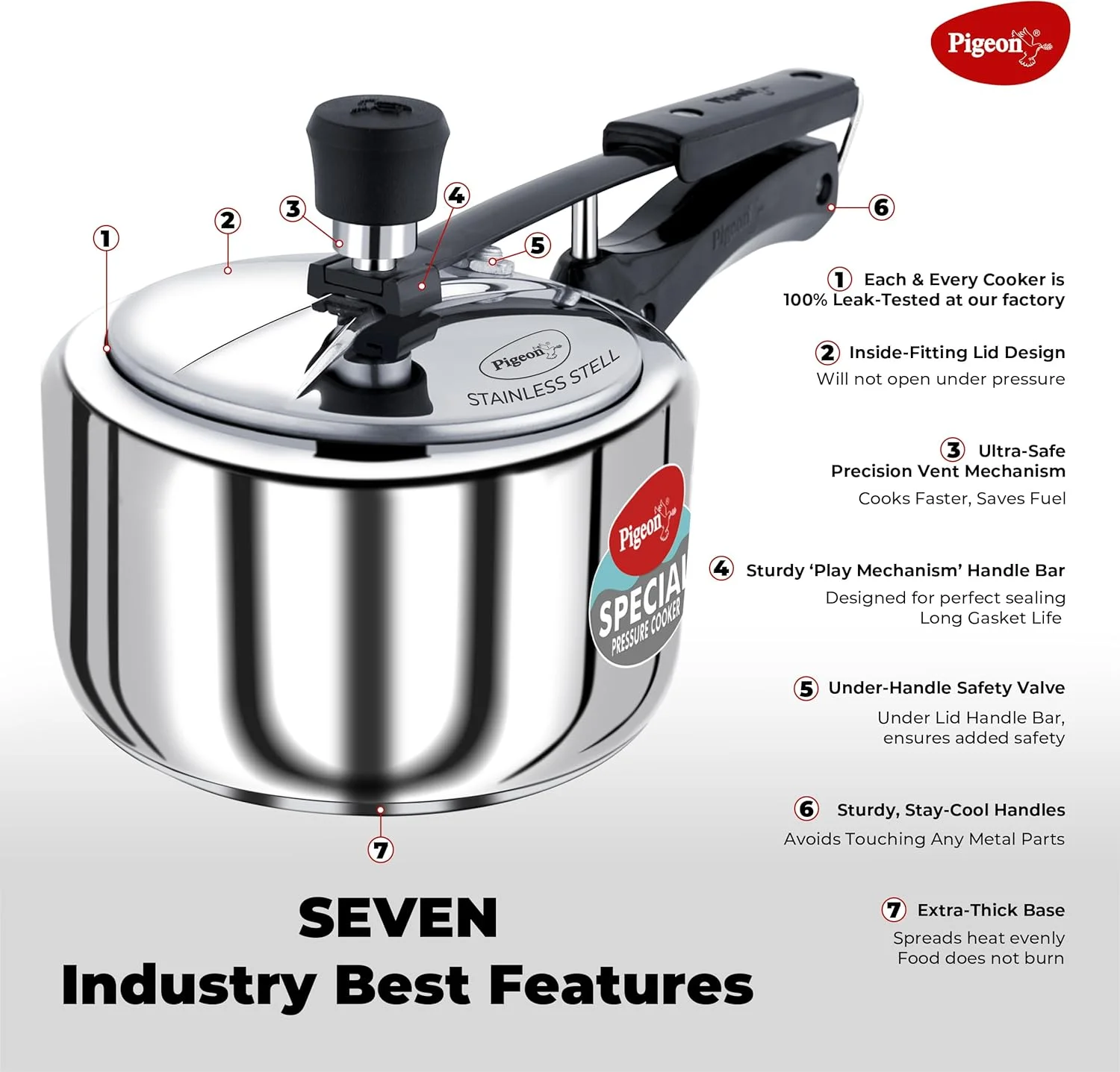 زودپز 2 لیتری استیل Pigeon by Stovekraft با درب داخلی و پایه القایی (نقره ای) دارای گواهینامه BIS زودپز 2 لیتری استیل Pigeon by Stovekraft با درب داخلی و پایه القایی (نقره ای) دارای گواهینامه BIS