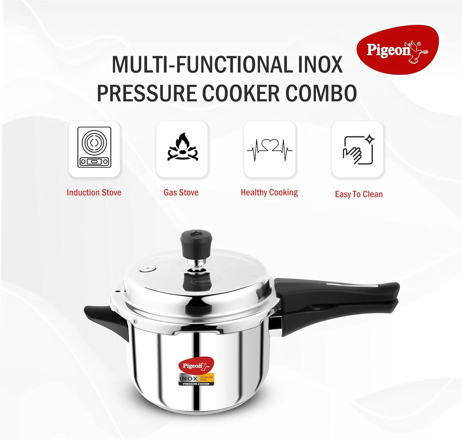 زودپز استیل ضد زنگ Pigeon by Stovekraft INOX با درب خارجی مناسب برای اجاق های القایی