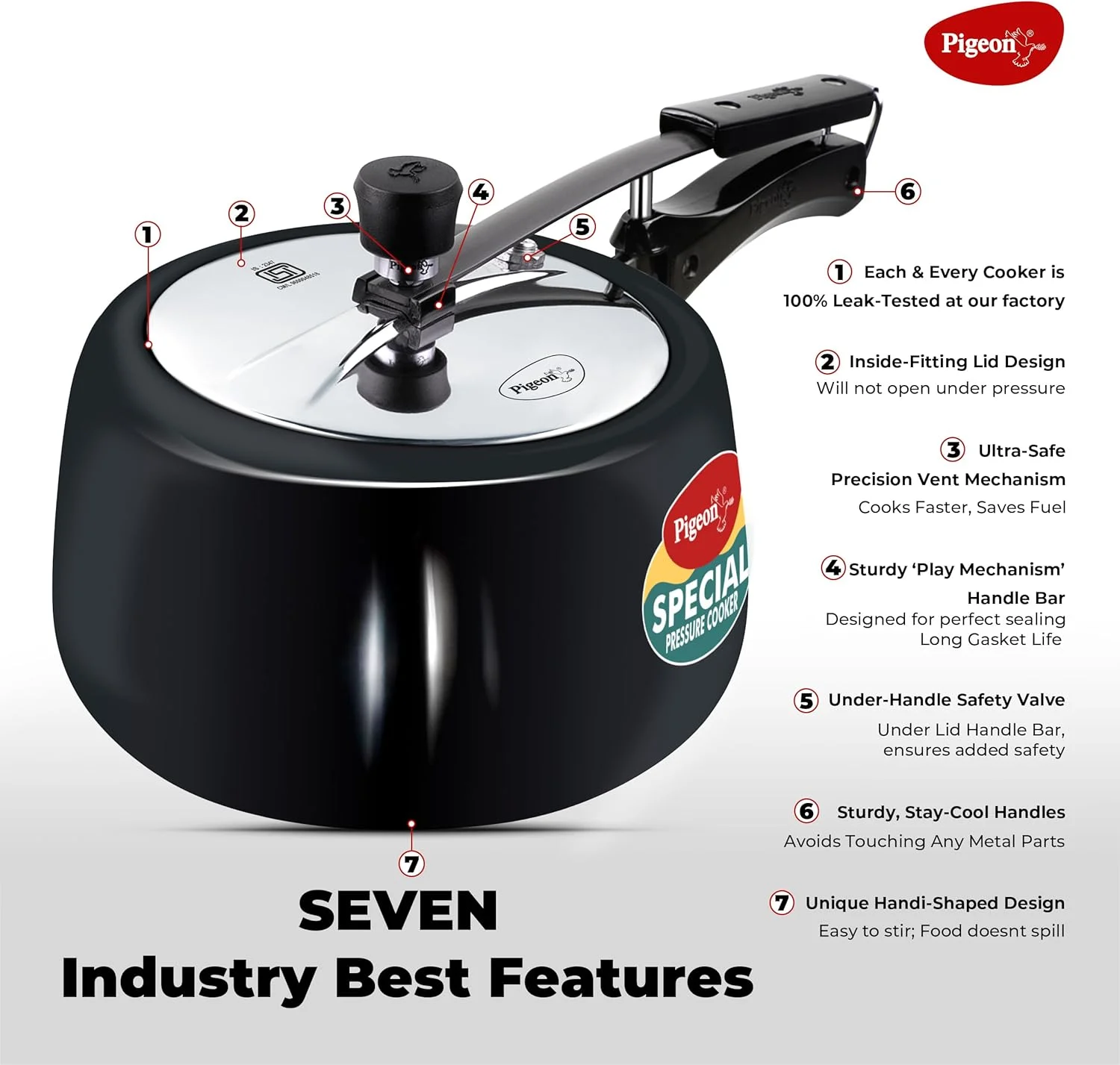 زودپز 3 لیتری Special Plus Pigeon by Stovekraft با درب داخلی آنودایز سخت و پایه القایی