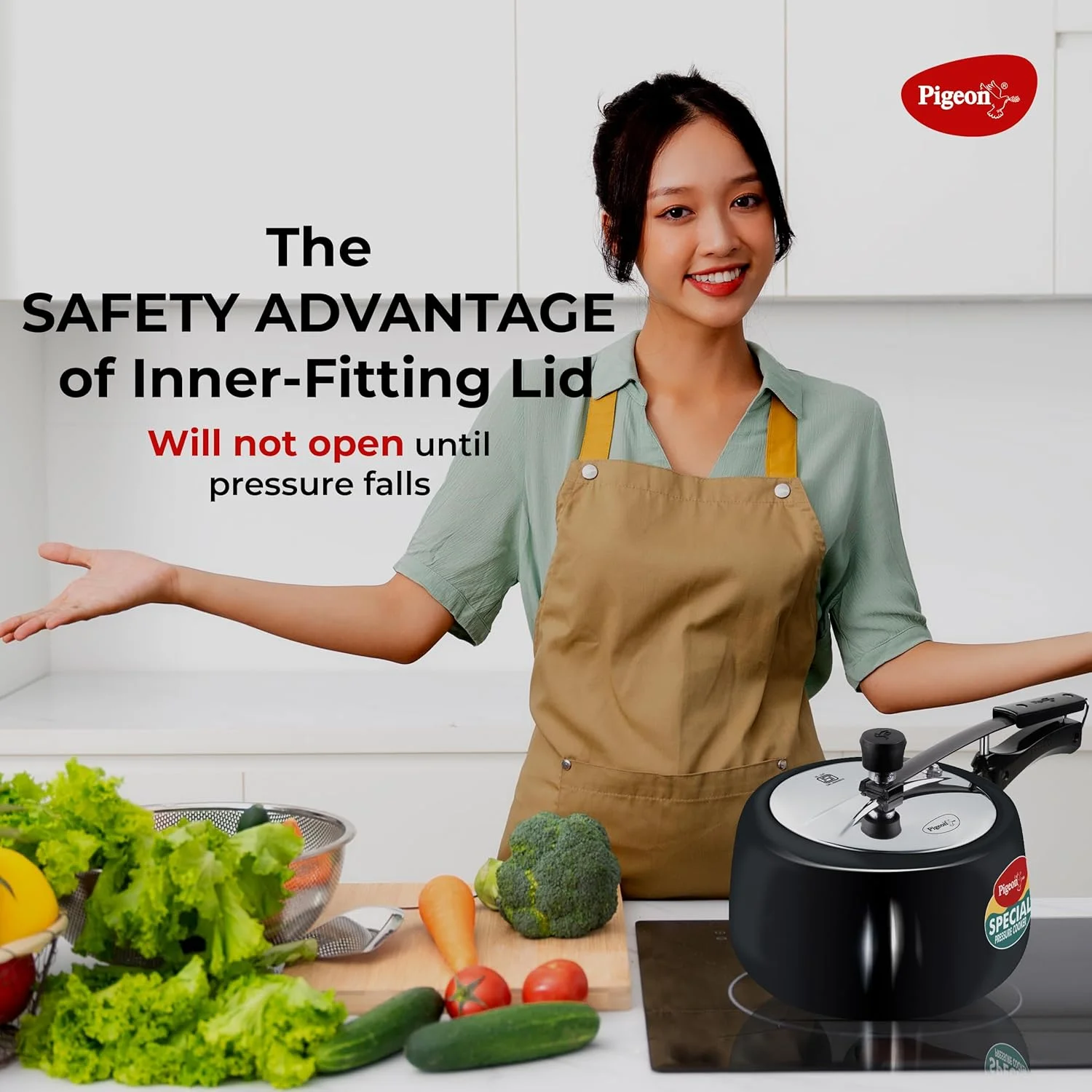 زودپز 3 لیتری Special Plus Pigeon by Stovekraft با درب داخلی آنودایز سخت و پایه القایی