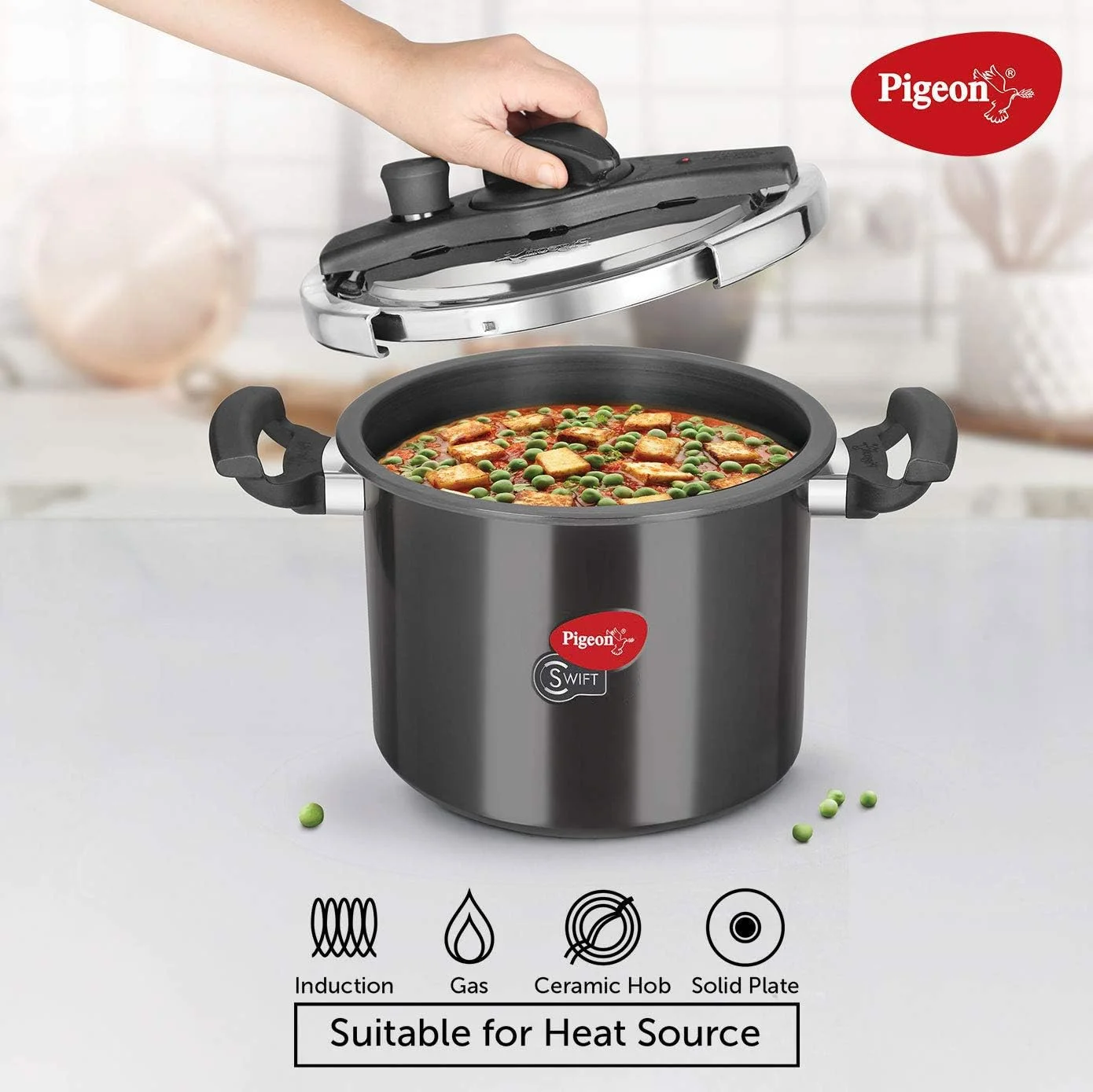 زودپز کبوتر، مشکی، 6 لیتر، 12780