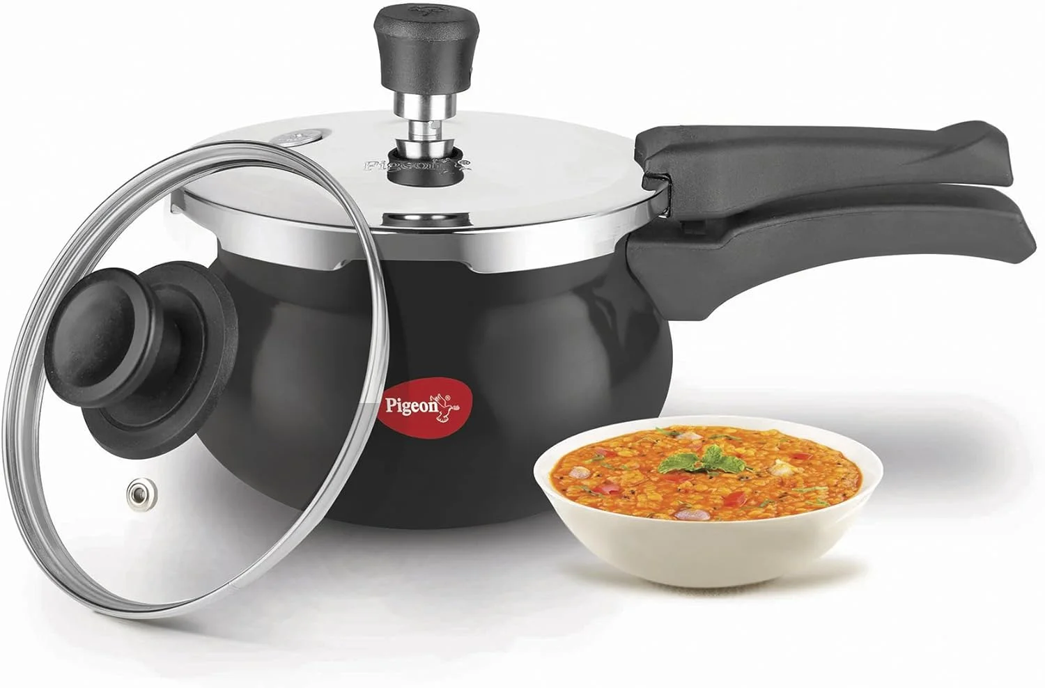 زودپز دستی هندی با پوشش سخت آنودایز تیتانیوم کبوتر مدل 12638، مشکی، 2 لیتر