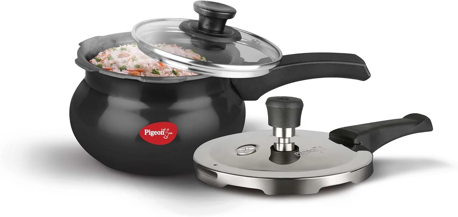 زودپز دستی هندی با پوشش سخت آنودایز تیتانیوم کبوتر مدل 12638، مشکی، 2 لیتر