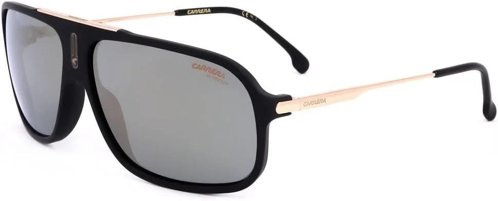 عینک آفتابی مستطیلی CARRERA-COOL65 0I46/JO مشکی/طلایی خاکستری آینه طلایی، مشکی/طلایی، 64
