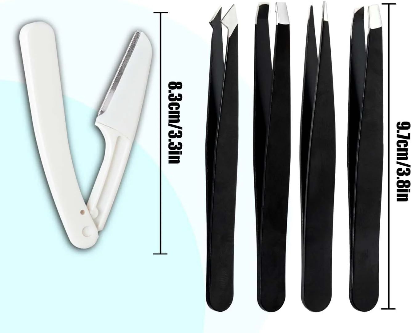 ست موچین [9+1 عددی] - موچین استیل ضد زنگ حرفه ای برای ابرو - ابزارهای زیبایی با دقت بالا برای ابرو، موهای صورت، خرده چوب و از بین بردن موهای زیر پوستی
