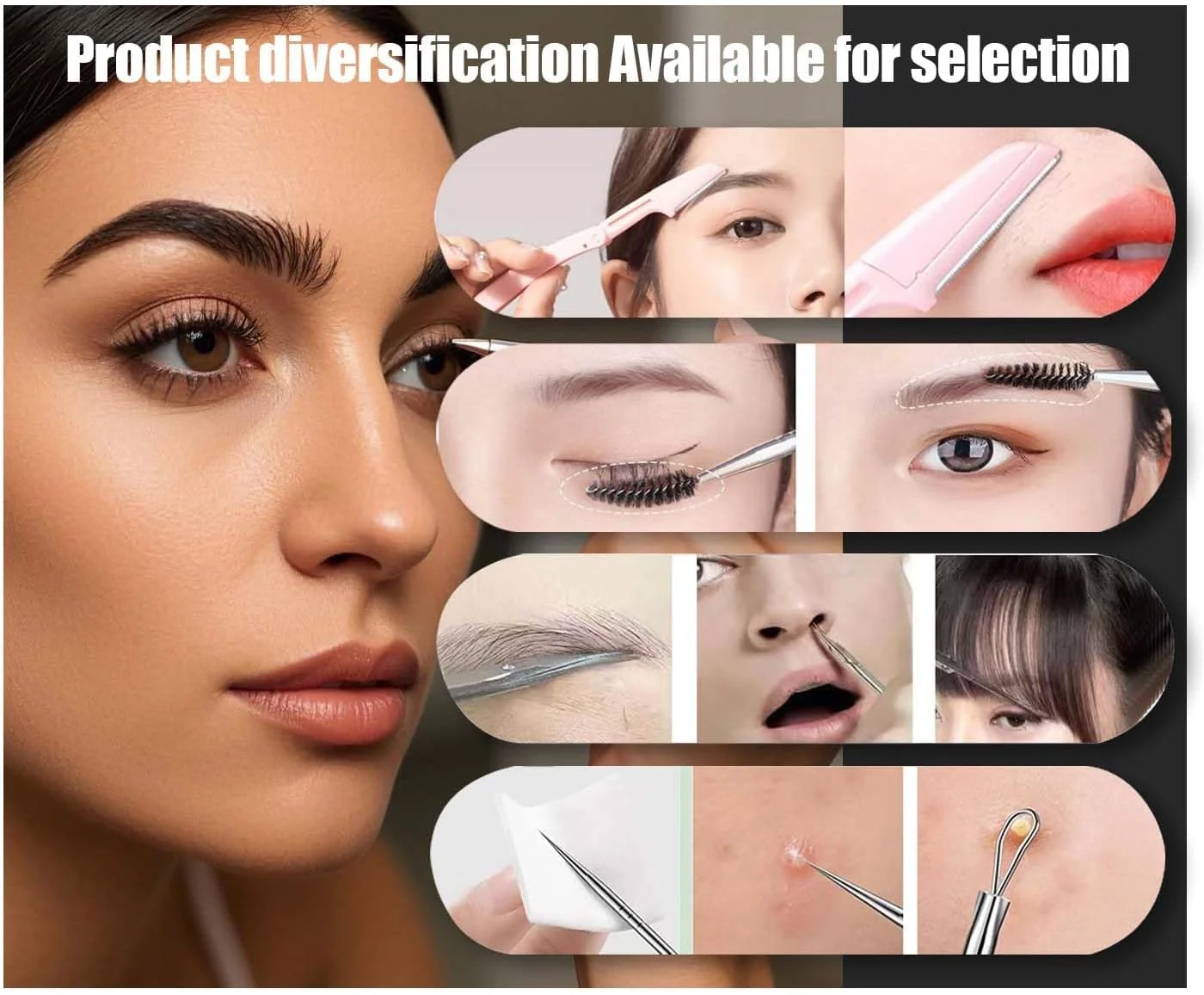 ست موچین [9+1 عددی] - موچین استیل ضد زنگ حرفه ای برای ابرو - ابزارهای زیبایی با دقت بالا برای ابرو، موهای صورت، خرده چوب و از بین بردن موهای زیر پوستی