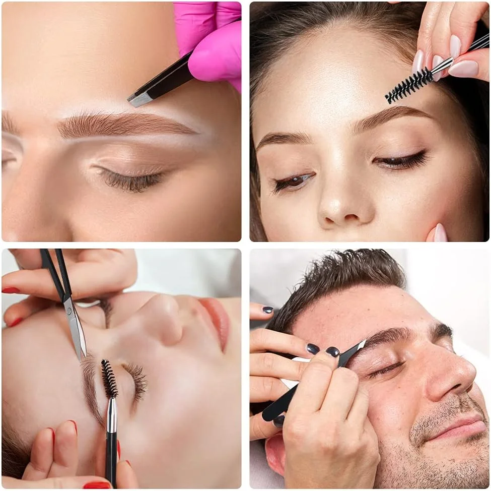 ست موچین ابرو URAQT، 6 تکه موچین دقیق استیل ضد زنگ حرفه ای، قیچی ابرو، کیت برس ابرو با کیف چرمی، برای برداشتن ابرو، از بین بردن موهای صورت ست موچین ابرو URAQT، 6 تکه موچین دقیق استیل ضد زنگ حرفه ای، قیچی ابرو، کیت برس ابرو با کیف چرمی، برای برداشتن ابرو، از بین بردن موهای صورت