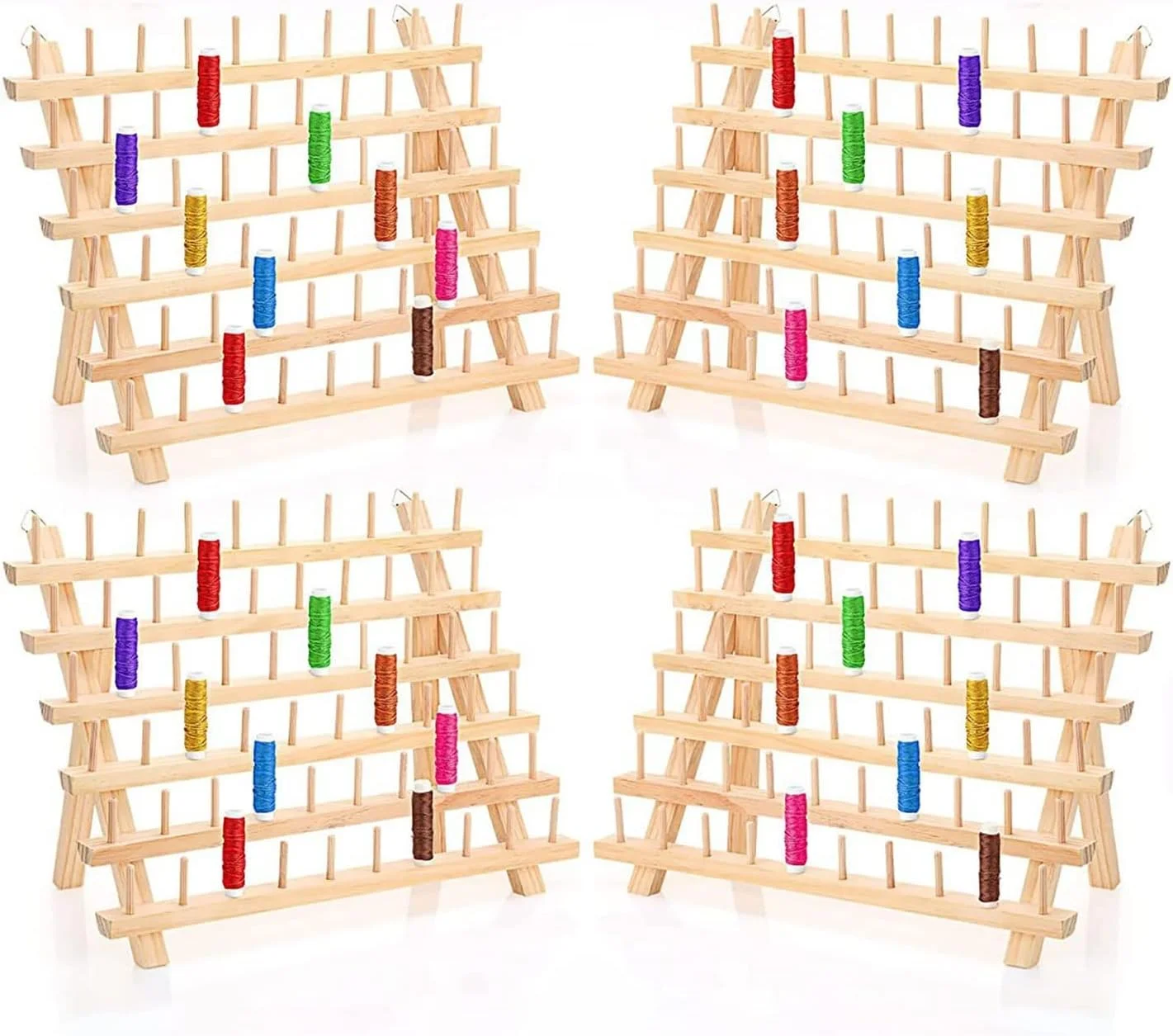 مجموعه 4 عددی نگهدارنده نخ خیاطی EHEIN، قفسه نخ چوبی دیواری، نگهدارنده 60 قرقره نخ با قلاب آویز برای سازماندهی نخ ها مجموعه 4 عددی نگهدارنده نخ خیاطی EHEIN، قفسه نخ چوبی دیواری، نگهدارنده 60 قرقره نخ با قلاب آویز برای سازماندهی نخ ها